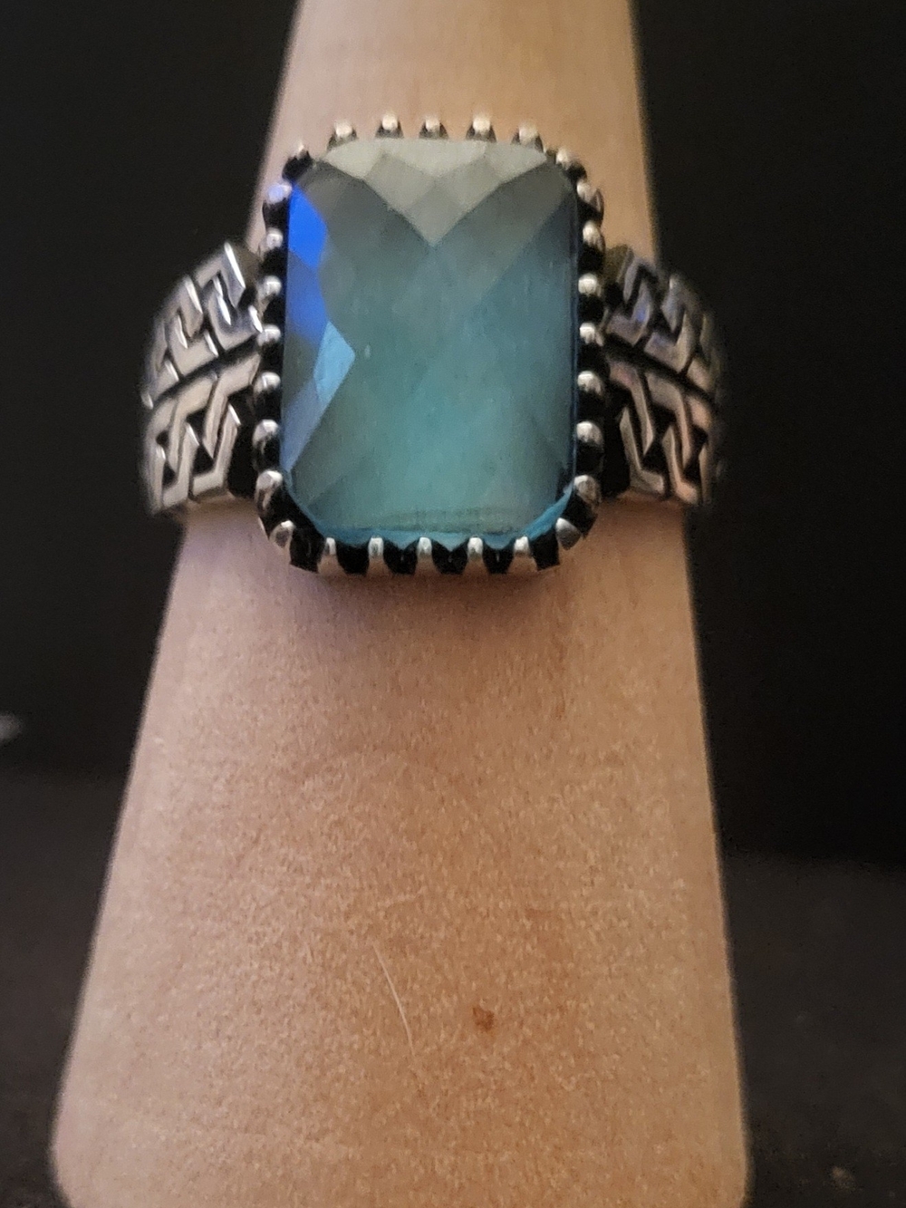 Sterling Silver Celtic Blue Topaz Ring Size 10.5